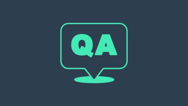 Turquoise Speech bubbles with Question and Answer icon isolated on blue background. Q and A symbol. FAQ sign. Chat speech bubble and chart. 4K Video motion graphic animation — Stock Video