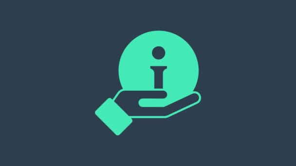Tyrkysová Informační ikona izolovaná na modrém pozadí. Grafická animace pohybu videa 4K — Stock video