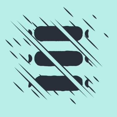 Yeşil arkaplanda siyah sosis simgesi izole edildi. Izgara sosis ve aroma işareti. Arıza tarzı. Vektör.