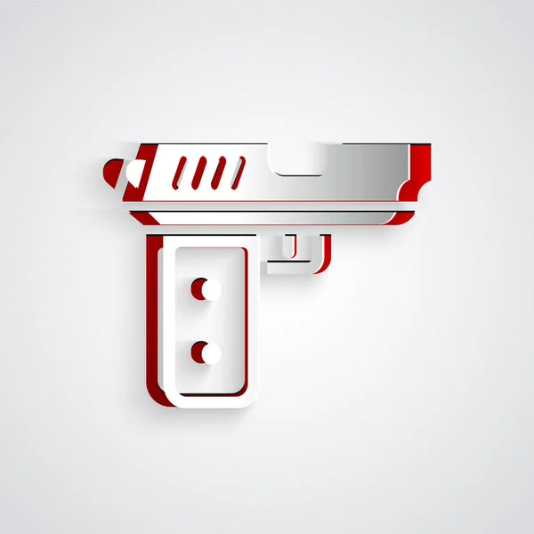 Carta Tagliata Pistola Pistola Icona Isolata Sfondo Grigio Polizia Pistola — Vettoriale Stock