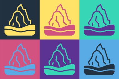 Pop Art Iceberg simgesi renk arkaplanında izole edildi. Vektör.