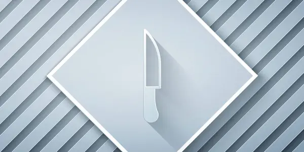 Řez Papíru Ikona Nože Izolovaná Šedém Pozadí Symbol Příboru Papírový — Stockový vektor