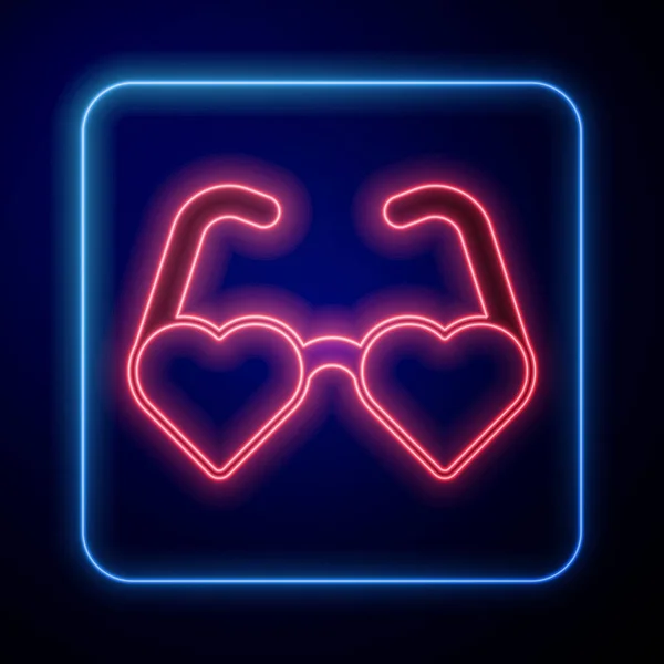 Leuchtende Neonfarbene Herzförmige Liebesgläser Auf Schwarzem Hintergrund Geeignet Für Valentinstagskarten — Stockvektor