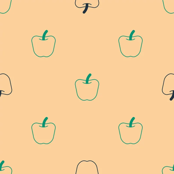 绿色和黑色的苹果图标隔离了绿色和黑色背景 超重了 健康饮食菜单 健康饮食苹果 — 图库矢量图片