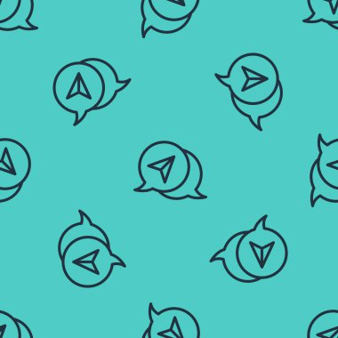 Şehir haritası yön bulma simgesinin siyah çizgi bilgileri yeşil arkaplandaki kusursuz deseni izole etti. Arayüz tasarımı. Yer belirleme konsepti. Vektör.