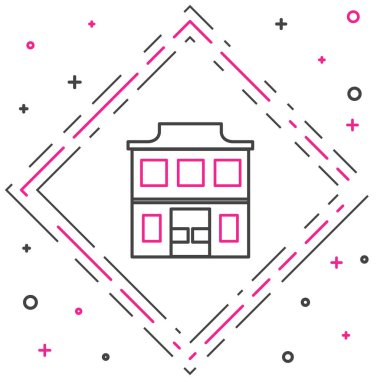 Vahşi batı salonu simgesi beyaz arka planda izole edildi. Eski batı binası. Renkli taslak konsepti. Vektör İllüstrasyonu.