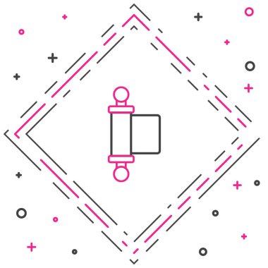 Beyaz arkaplanda izole edilmiş satır kararnamesi, kağıt, parşömen, kaydırma simgesi. Çin parşömeni. Renkli taslak konsepti. Vektör İllüstrasyonu.