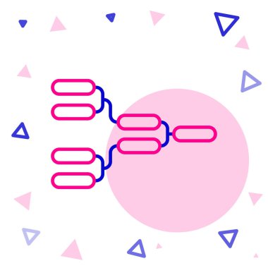 Çizgi Sonuçları ve ayakta duran masalar şampiyonası braket simgesi beyaz arka planda izole edildi. Renkli taslak konsepti. Vektör İllüstrasyonu.