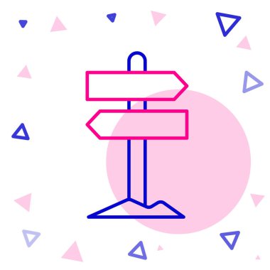 Line Road trafik tabelası. Beyaz arkaplanda sinyal simgesi izole edildi. İşaretçi sembolü. Sokak bilgi tabelası. Yön tabelası. Renkli taslak konsepti. Vektör İllüstrasyonu.