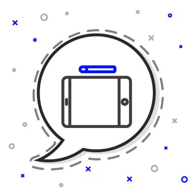 Beyaz arkaplanda izole edilmiş çizgi grafik tableti simgesi. Renkli taslak konsepti. Vektör İllüstrasyonu.