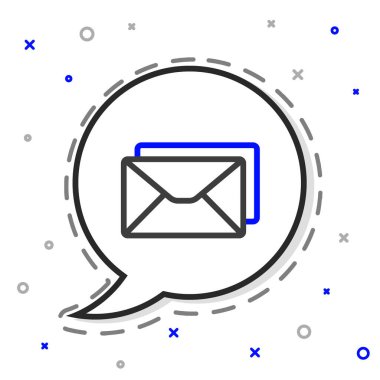 Satır Zarfı simgesi beyaz arkaplanda izole edildi. E- posta mektup sembolü. Renkli taslak konsepti. Vektör İllüstrasyonu.