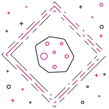 Asteroid çizgi simgesi beyaz arkaplanda izole edildi. Renkli taslak konsepti. Vektör.