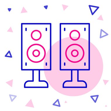 Hat Stereo hoparlörü simgesi beyaz arkaplanda izole edildi. Ses sistemi hoparlörleri. Müzik ikonu. Müzikal sütun hoparlörü. Renkli taslak konsepti. Vektör.