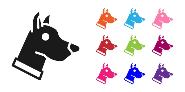 Значок Головы Черной Собаки Выделен Белом Фоне Набор Иконок Красочный — стоковый вектор