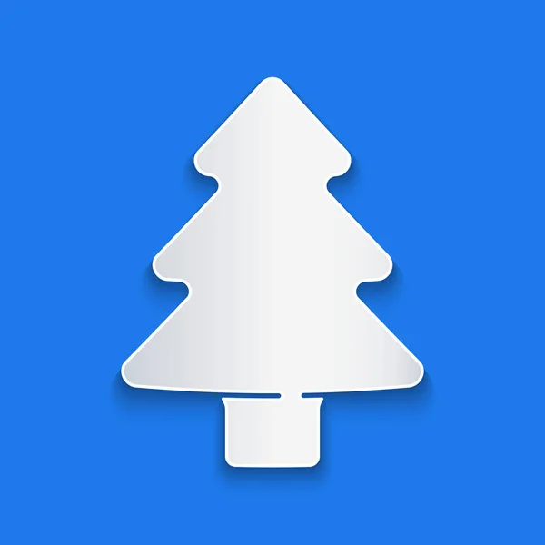 Papiergeschnittenes Baumsymbol Isoliert Auf Blauem Hintergrund Symbol Wald Papierkunst Vektor — Stockvektor