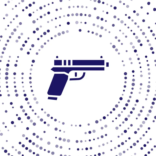蓝色手枪或枪支图标隔离在白色背景 警察或军队的手枪 小火器 随机圆点 — 图库矢量图片