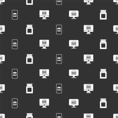 Çevrimiçi hamburger siparişi ver, ve kusursuz olsun. Vektör.