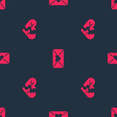 Kırık bir kalp ya da boşanma ayarlayın ve Valentine ile Zarfı kusursuz bir kalıba sokun. Vektör.