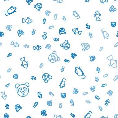 Şirin panda surat, Fare ve Balık 'ı kusursuz bir kalıba sokun. Vektör.