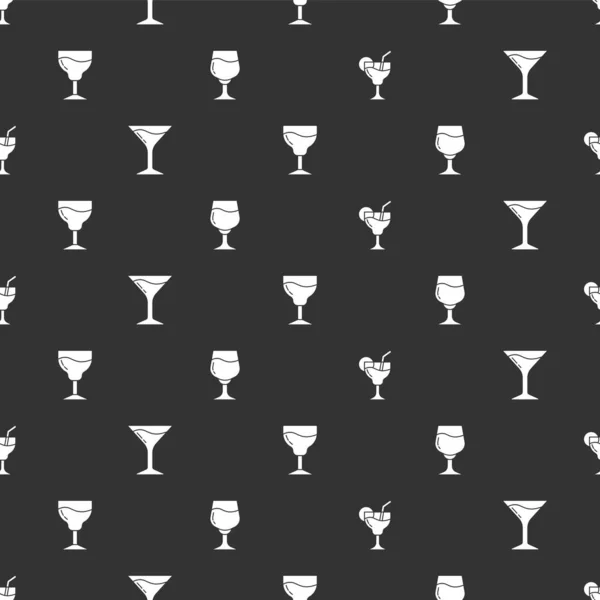 Set Cocktail Martini Bicchiere Vino Sul Modello Senza Cuciture Vettore — Vettoriale Stock