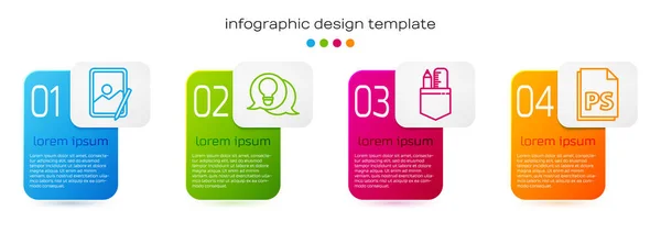 Set Line Tablette Graphique Ampoule Avec Concept Idée Règle Croisée — Image vectorielle