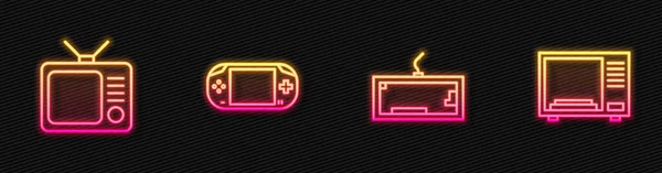 Réglage Clavier Rétro Console Jeux Vidéo Portable Four Micro Ondes — Image vectorielle