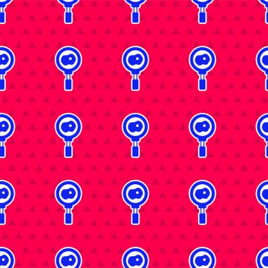 Kızartma ikonunda kızarmış yumurta kırmızı arka planda izole edilmiş pürüzsüz desen. Kızartma veya kızartma gıda sembolü. Vektör.