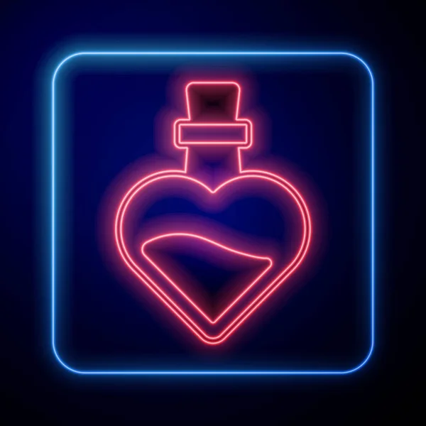 Glowing Neon Bottle Love Potion Icon Isolated Black Background Valentines - Stok Vektor