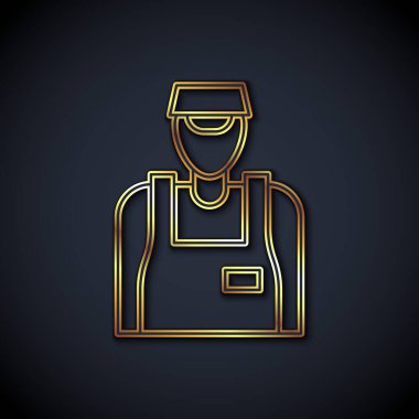 Altın çizgili satıcı simgesi siyah arkaplanda izole edildi. Vektör.