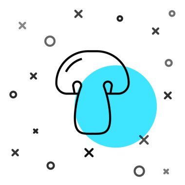 Siyah çizgi mantar ikonu Siyah çizgi arkaplanını izole etti. Rastgele dinamik şekiller. Vektör.