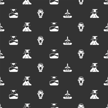 Rüzgar türbini, volkan patlaması lav, kuraklık ve yüz koruma maskesini pürüzsüz bir şekilde ayarlayın. Vektör