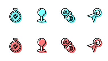 Hat güzergahı konumu, pusula, pimi ve şehir haritası navigasyon simgesinin Infographic bilgisini ayarla. Vektör