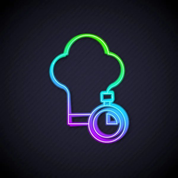 Leuchtende Leuchtschrift Kochmütze Symbol Isoliert Auf Schwarzem Hintergrund Kochendes Symbol — Stockvektor