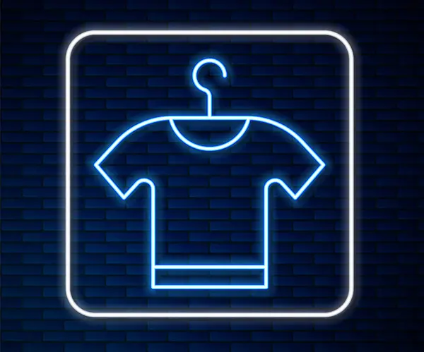 Leuchtende Leuchtschrift Shirt Symbol Isoliert Auf Backsteinwand Hintergrund Vektor — Stockvektor
