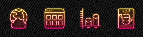 Setline Datenanalyse Soziales Netzwerk Browserdateien Und Server Daten Webhosting Leuchtende — Stockvektor