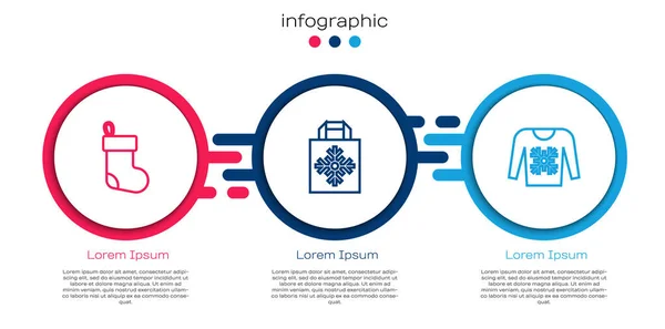 Set Aus Weihnachtsstrumpf Einkaufstasche Und Pullover Geschäftsinfografische Vorlage Vektor — Stockvektor