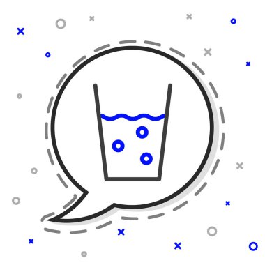 Beyaz arkaplanda izole edilmiş su ikonu olan çizgi camları. Soda bardağı. Renkli taslak konsepti. Vektör İllüstrasyonu.