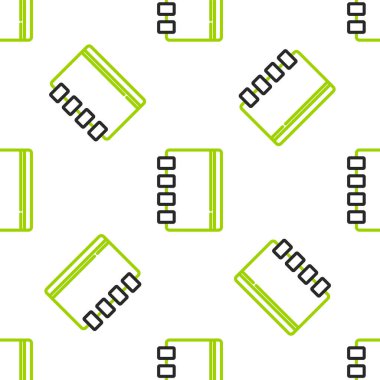 Satır Defteri simgesi beyaz arkaplanda izole edilmiş kusursuz desen. Spiral not defteri simgesi. Okul defteri. Yazı tahtası. Okul günlüğü. Vektör.