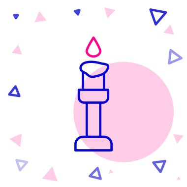 Satır Yanan mum simgesi beyaz arkaplanda izole edildi. Silindirik aromatik mum çubuğu ve yanan ateş. Mutlu Cadılar Bayramı Partisi. Renkli taslak konsepti. Vektör.