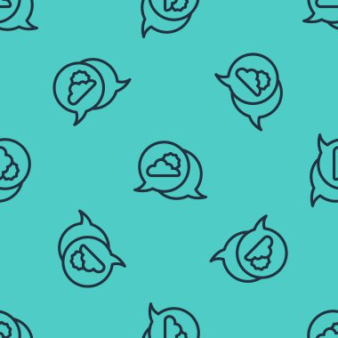 Siyah çizgi konum bulut simgesi yeşil arka planda izole edilmiş pürüzsüz desen. Vektör.