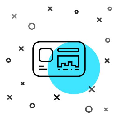 Beyaz arkaplanda siyah çizgi tanımlama simgesi izole edildi. Sunum için, şirketin kimliği için, reklam için kullanılabilir. Rastgele dinamik şekiller. Vektör.