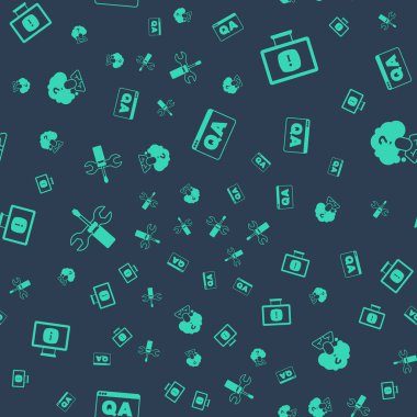 Soru ve Yanıtı Ayarla, Bilgi ile Monitör, Tornavida anahtarı anahtarı anahtarı ve soru işaretini pürüzsüz desen üzerine ayarla. Vektör