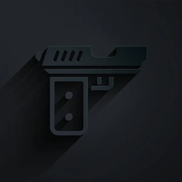 Pistola Corte Papel Pistola Icono Aislado Sobre Fondo Negro Pistola — Vector de stock