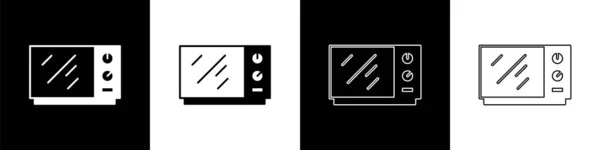 Nastavit Ikonu Mikrovlnné Trouby Izolované Černobílém Pozadí Ikona Domácích Spotřebičů — Stockový vektor