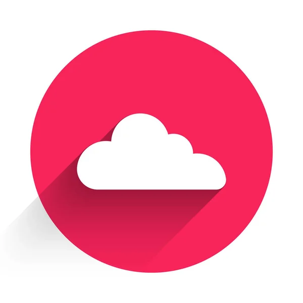 Λευκό Εικονίδιο Cloud Απομονωμένο Μεγάλη Σκιά Κόκκινο Κουμπί Κύκλου Διάνυσμα — Διανυσματικό Αρχείο