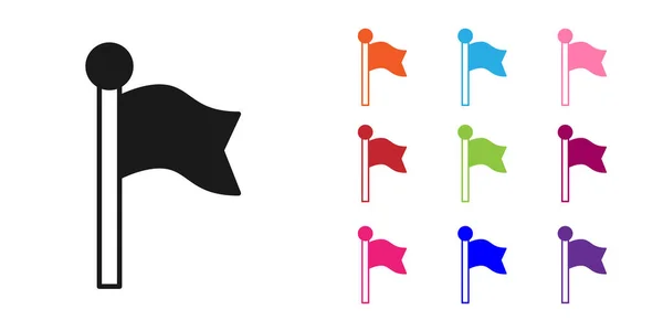 Icono Bandera Negra Aislado Sobre Fondo Blanco Símbolo Marcador Ubicación — Vector de stock