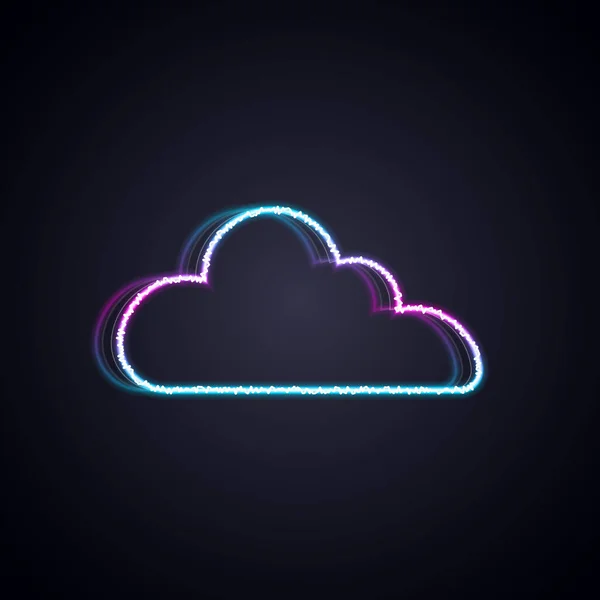 Glowing Neon Line Cloud Icon Isolated Black Background Vector — Stock Vector