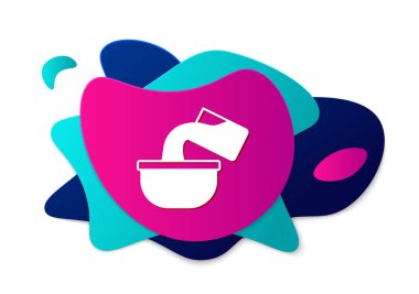 Beyaz arkaplanda izole edilmiş renkli tencere simgesi. Ot pişiriyorum. Haşlama ya da güveç besin sembolü. Sıvı şekilli soyut pankart. Vektör.