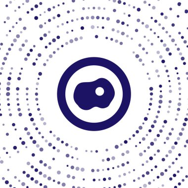 Mavi omlet simgesi beyaz arka planda izole edilmiş. Ev yemeği, sahanda yumurta, sağlıklı kahvaltı, omlet ikonu. Soyut çember rastgele noktalar. Vektör.