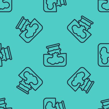 Siyah çizgi fıçı yağı sızıntısı ikonu yeşil arka planda izole edilmiş pürüzsüz desen. Vektör.